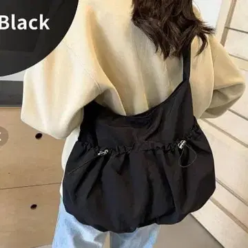경량 나일론 숄더백 블랙 성숙 캐주얼 심플