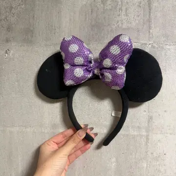미니 마우스 머리띠 보라색 도트