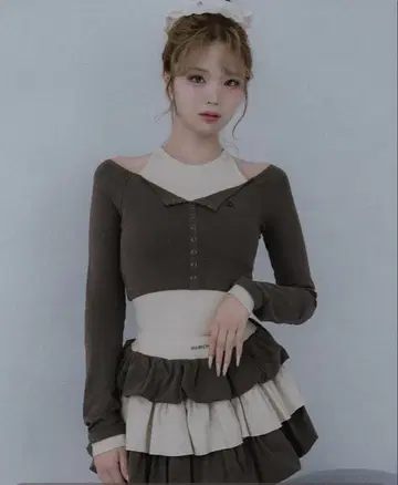 미사용 새상품 Darich 오프숄더 레이어드 리브 상의