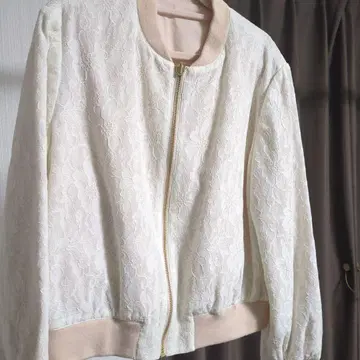 아이보리 핑크 리버서블 레이스 자켓