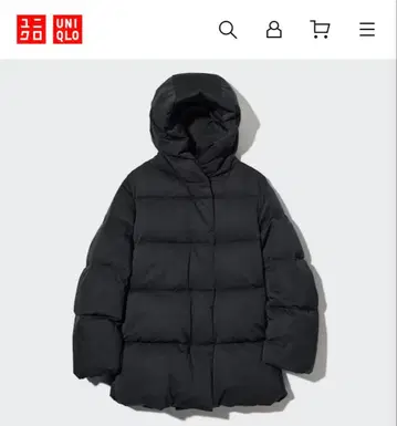 유니클로 파우더 필 다운 숏코트 다운 자켓 블랙 S