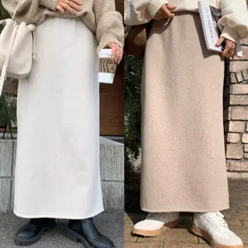 BLATE 따뜻한 속기모 뉘앙스 타이트 스커트 믹스 베이지