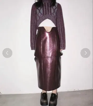 [ 새상품급 ] musubore 다이아컷 가죽 스커트