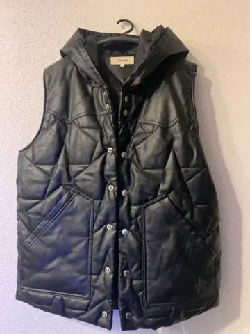 BLACK 타미힐피거 다운 베스트 후드 부착