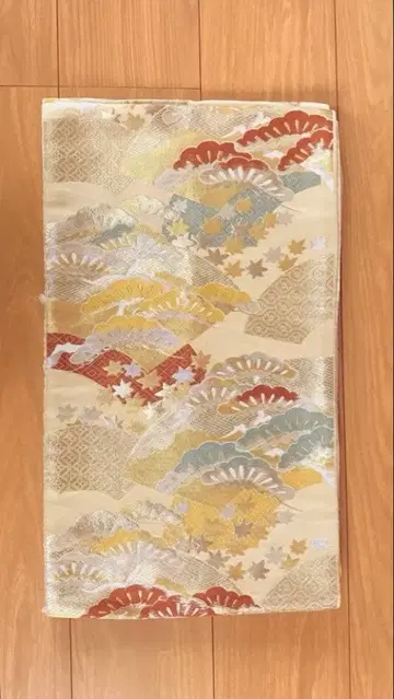 오비 단풍 소나무 무늬 육통 후쿠로 오비 금실 은실