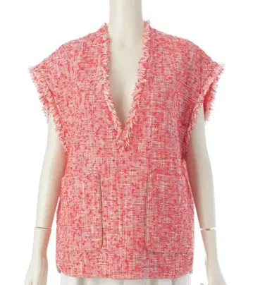 [ 시착만 한 상품 ] 드로어 트위드 V넥 프론트 포켓 풀오버