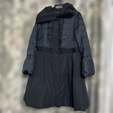 TO BE CHIC 프릴 블랙 롱 다운 자켓 빅 사이즈 46