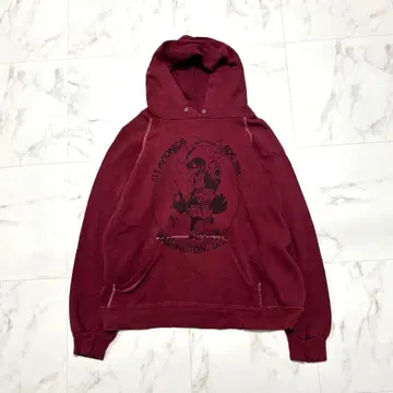 80s USA Sports Wear 후디 크림슨 빈티지