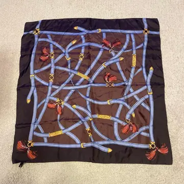 Aquascutum 스카프 블루 벨트&태슬 패턴