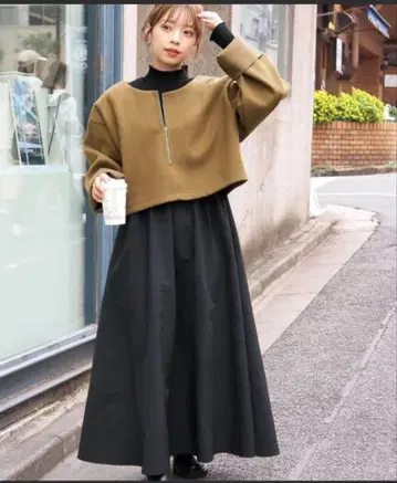 컷 멜톤 풀오버 x 원피스 SET