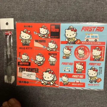헬로키티 파이어 파이터 씰 5개와 구조 볼펜