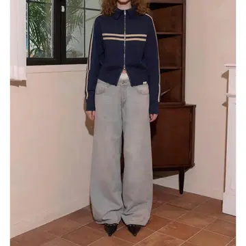 ROCK CAKE 풀 집업 가디건 네이비 MUSINSA