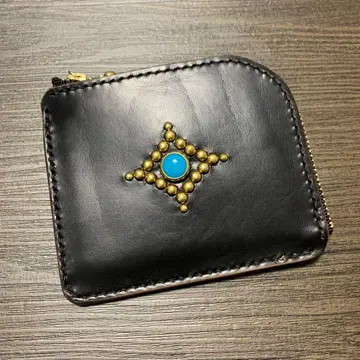 미니 L자형 코인 케이스 미니 지갑 크롬 엑셀 스터드 가죽 공예