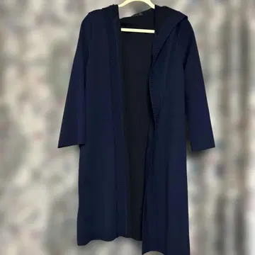 TO BE CHIC 네이비 후드 부착 가디건 빅 사이즈