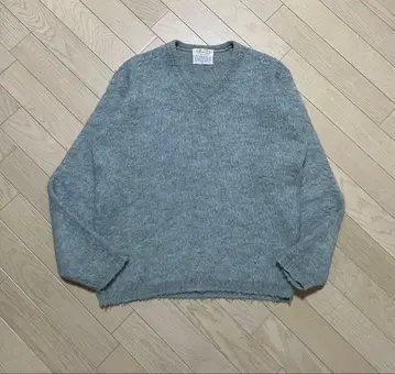 60s 빈티지 모헤어 니트 털 긴 모스그린 레어 컬러 샤기