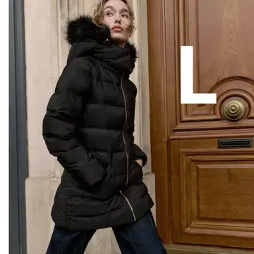 ZARA 발수 윈드브레이커 후드 부착 다운 자켓 다운 코트 L