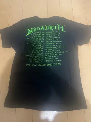 메가데스 킬링 로드 2022 투어 티셔츠