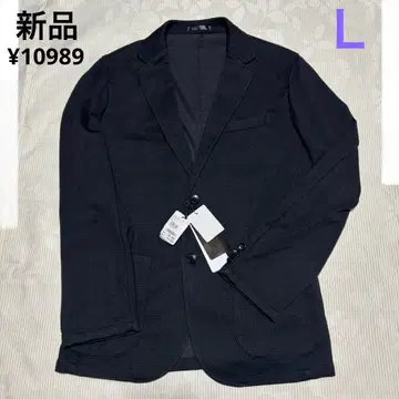 아오키 비슈 울 블렌드 파자마 수트 블랙 와플 저지 자켓 L