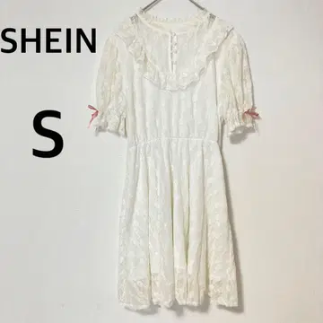 SHEIN 무릎 기장 레이스 원피스 [ S ] 리본 포함 허리밴딩