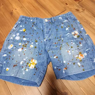 BRU NA BOINNE 페인트 데님 숏팬츠