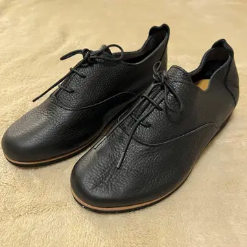 미사용급 피그리노 천연 가죽 블랙 레이스업 슈즈 발수 22.5cm