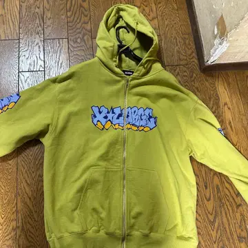 X-large 올리브 그린 그래피티 후드티