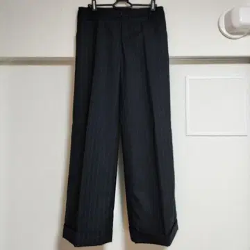 스트라이프 와이드 팬츠 (블랙)