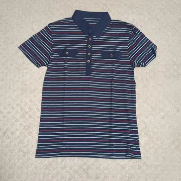 COMME CA DU MODE 네이비 스트라이프 피케 셔츠