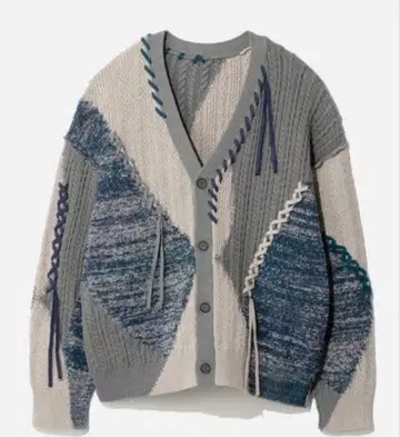 HARE 스티치 절개 니트 가디건 그레이