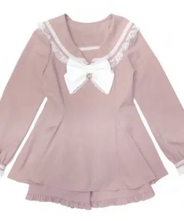 [Secret Honey] 레이스 프릴 세일러 셋업 핑크