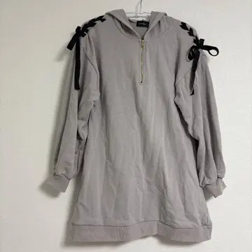 evelyn 후드 부착 그레이 티셔츠 원피스