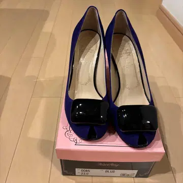 보라색 스웨이드 오픈토 하이힐 23.0cm