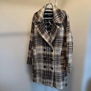 Desigual 체크 무늬 더블 브레스트 코트