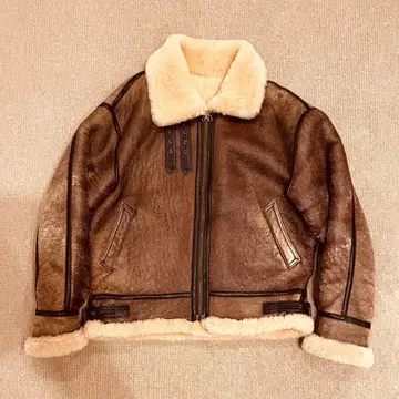 브라운 레더 시어링 재킷