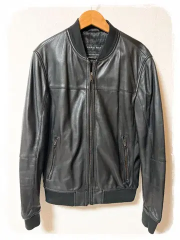 P1 ZARA MAN 인조 가죽 봄버 자켓 S