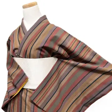 코몬 워셔블 기모노 세로 줄무늬 더스티 컬러 기모노 122b d ms