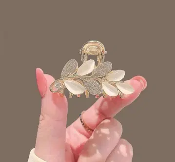 잎 모티브 골드 헤어 클립