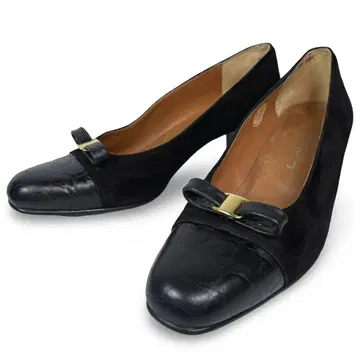 LANCEL 란셀 펌프스 악어 엠보 스웨이드 리본 바라