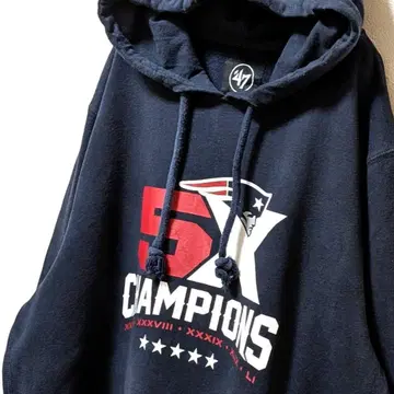 47 NFL 페이트리어츠 5X 챔피온 후드티 네이비 XL 구제 의류