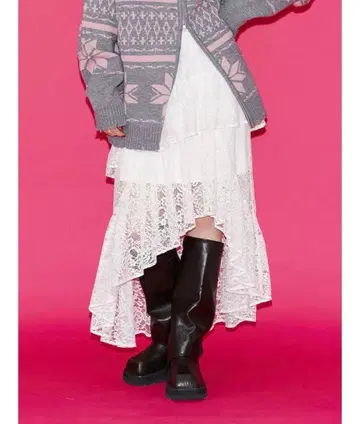 jouetie 아지메헴 시어 롱 그레이스 스커트 화이트