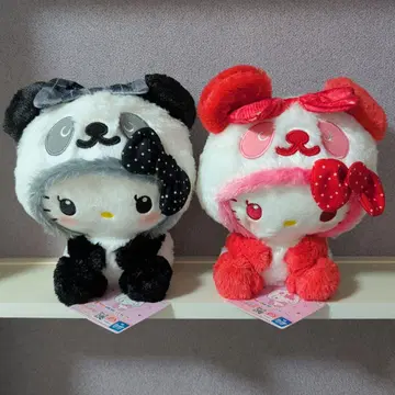 팬더 헬로키티 텍스타일 리본 BIG 봉제 인형