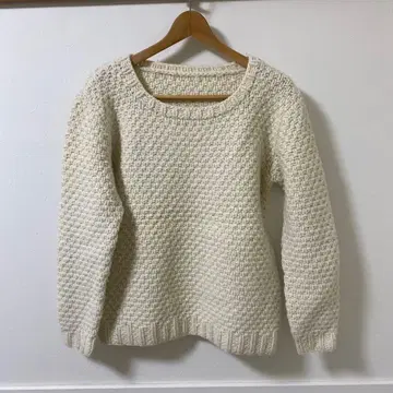핸드니트 손뜨개질 스웨터 화이트 오버 사이즈 M