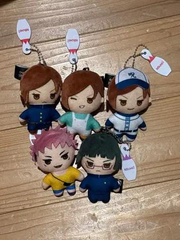 애니메이션 캐릭터 봉제 인형 키링 5개 세트