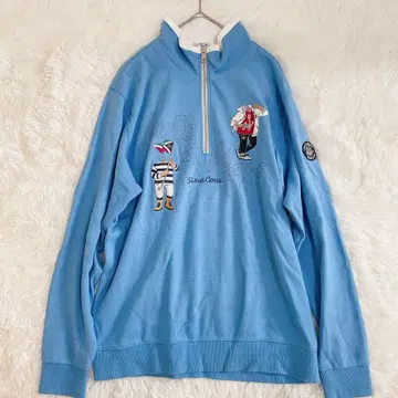 SINA COVA 하프 지퍼 니트 선장 자수 디자인 와펜 L 사이즈