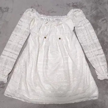 레어 LIZ LISA 화이트 전체 레이스 미니 원피스 긴팔