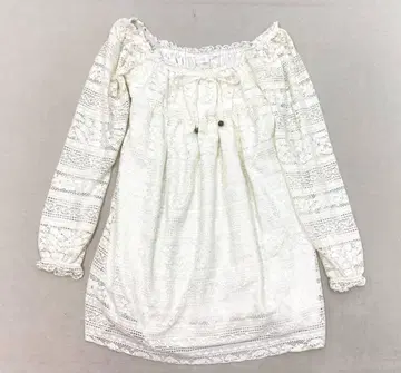 레어 LIZ LISA 화이트 전체 레이스 미니 원피스 긴팔