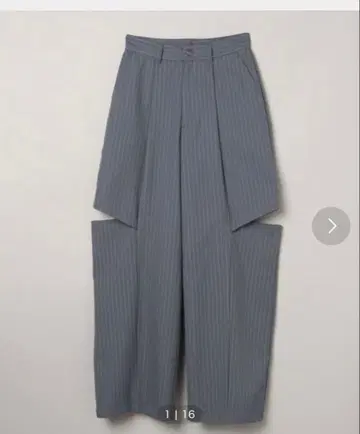 스트라이프 패턴 사이드 컷 와이드 팬츠 JEANASIS 지나시스 팬츠