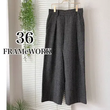 [새상품급] FRAMeWORK 글렌체크 트위드 와이드 팬츠 36