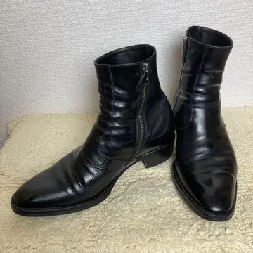 사이드 지퍼 부츠 43(27cm) 남성용 천연 가죽 블랙 힐 부츠