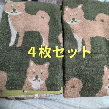 시바견 디자인 페이스 타월 4장 세트